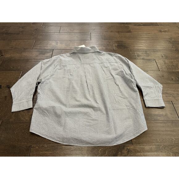 MOIA Womens Navy Stripe Box Shirt Button Up Long Sleeve One Size Shirt NWT $168 - Picture 3 of 9